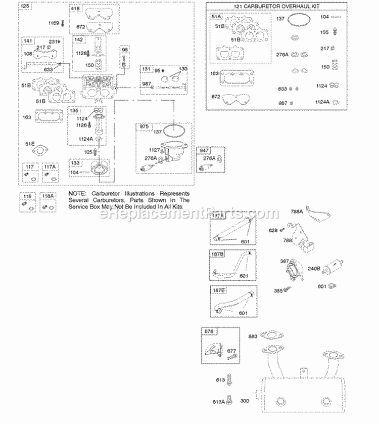 Carburetor Exhaust System Fuel Supply Kit-Carburetor Overhaul Diagram and Parts List for  Briggs and Stratton Engine